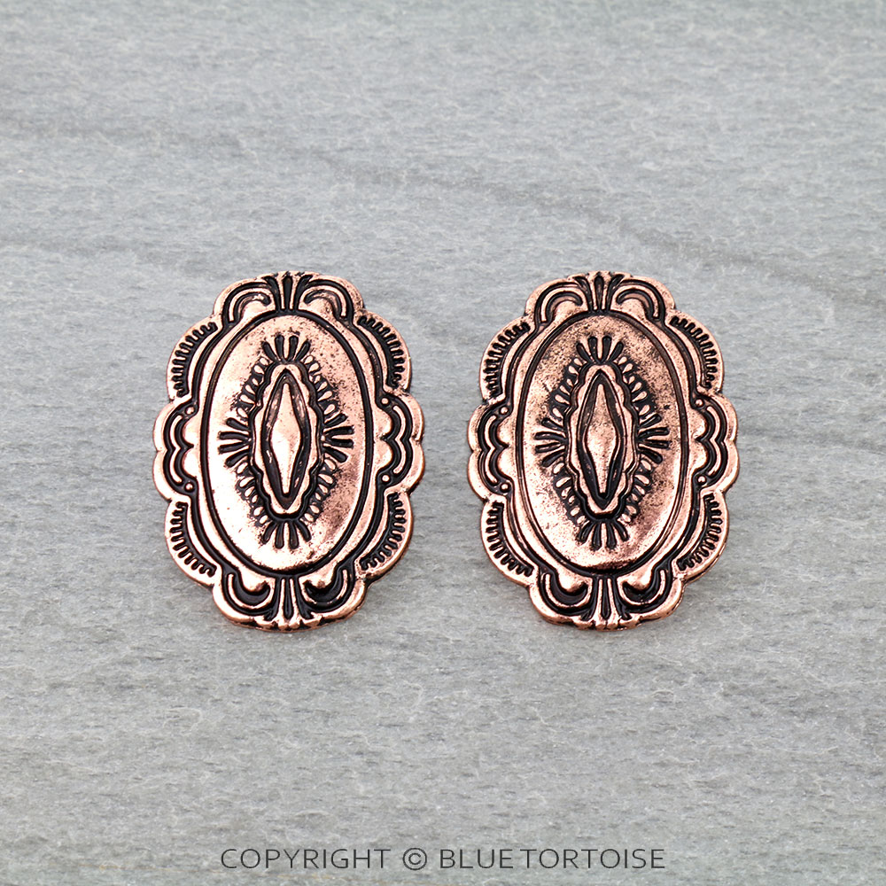 Western Textured Metal Casting Stud Earrings