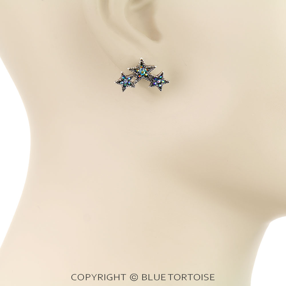 Star Shape Rhinestone Stud Earrings - Image 2