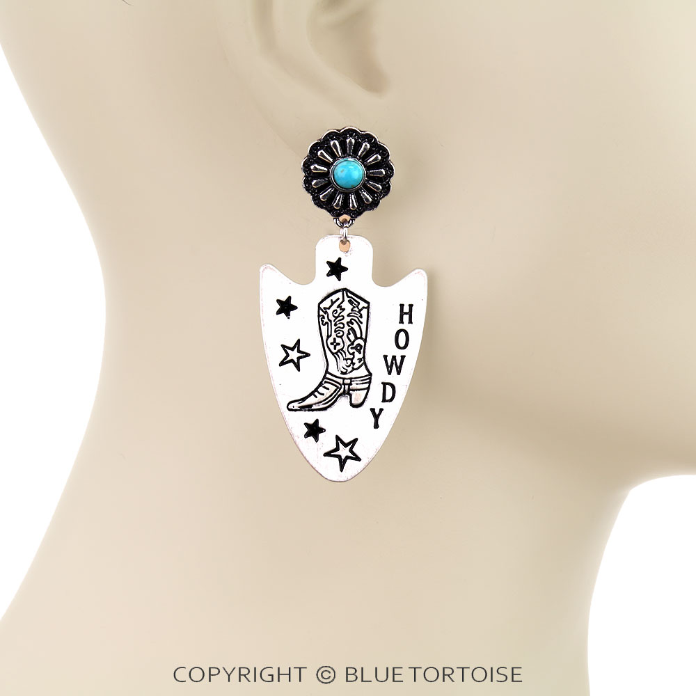 Western Arrow HOWDY Engraving Stud Earrings - Image 2