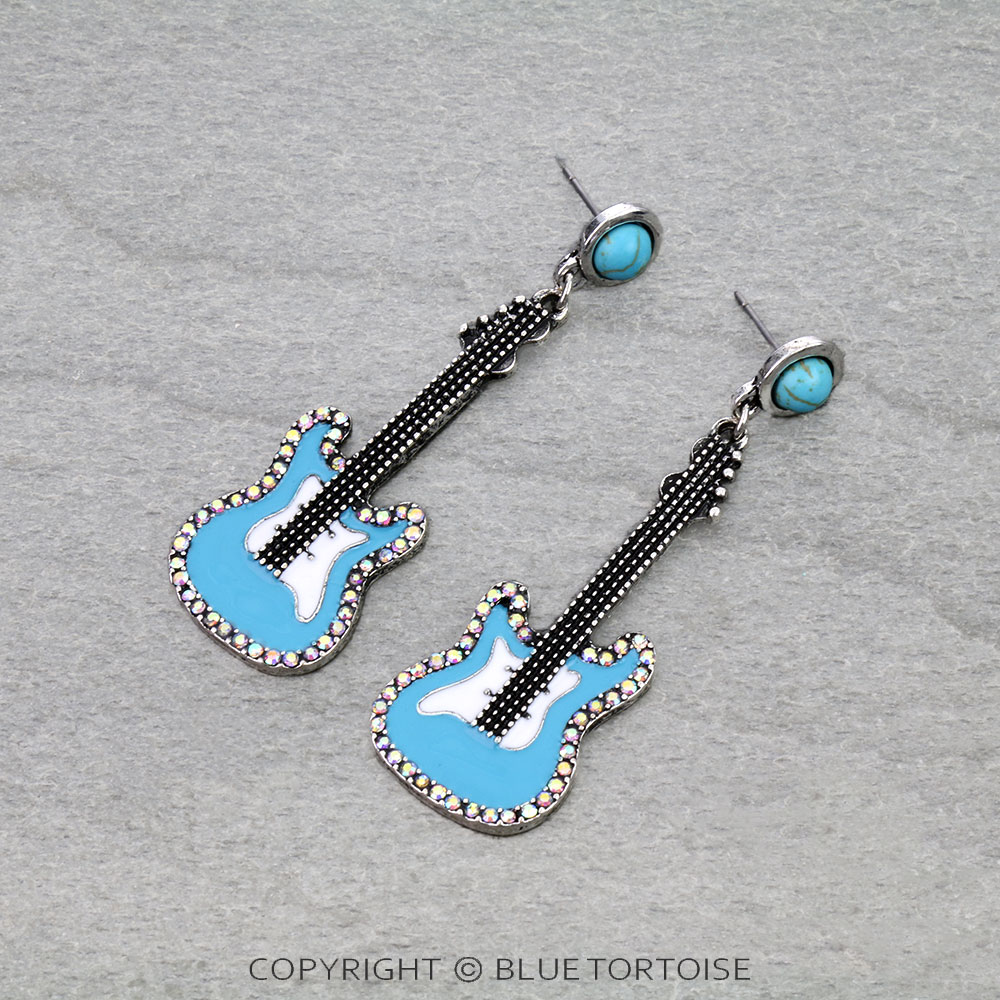 Western Guitar Stone Stud Earrings