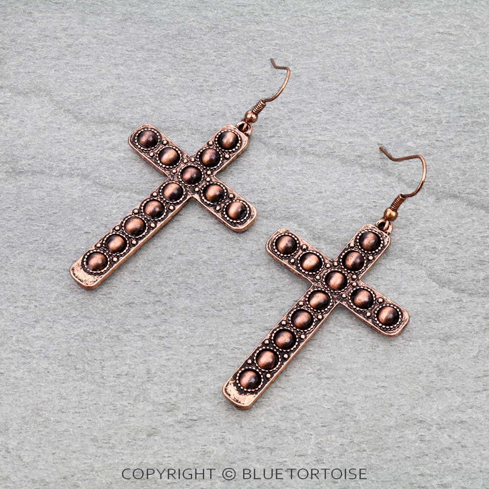 Western Cross with Pearl Dangle Earrings