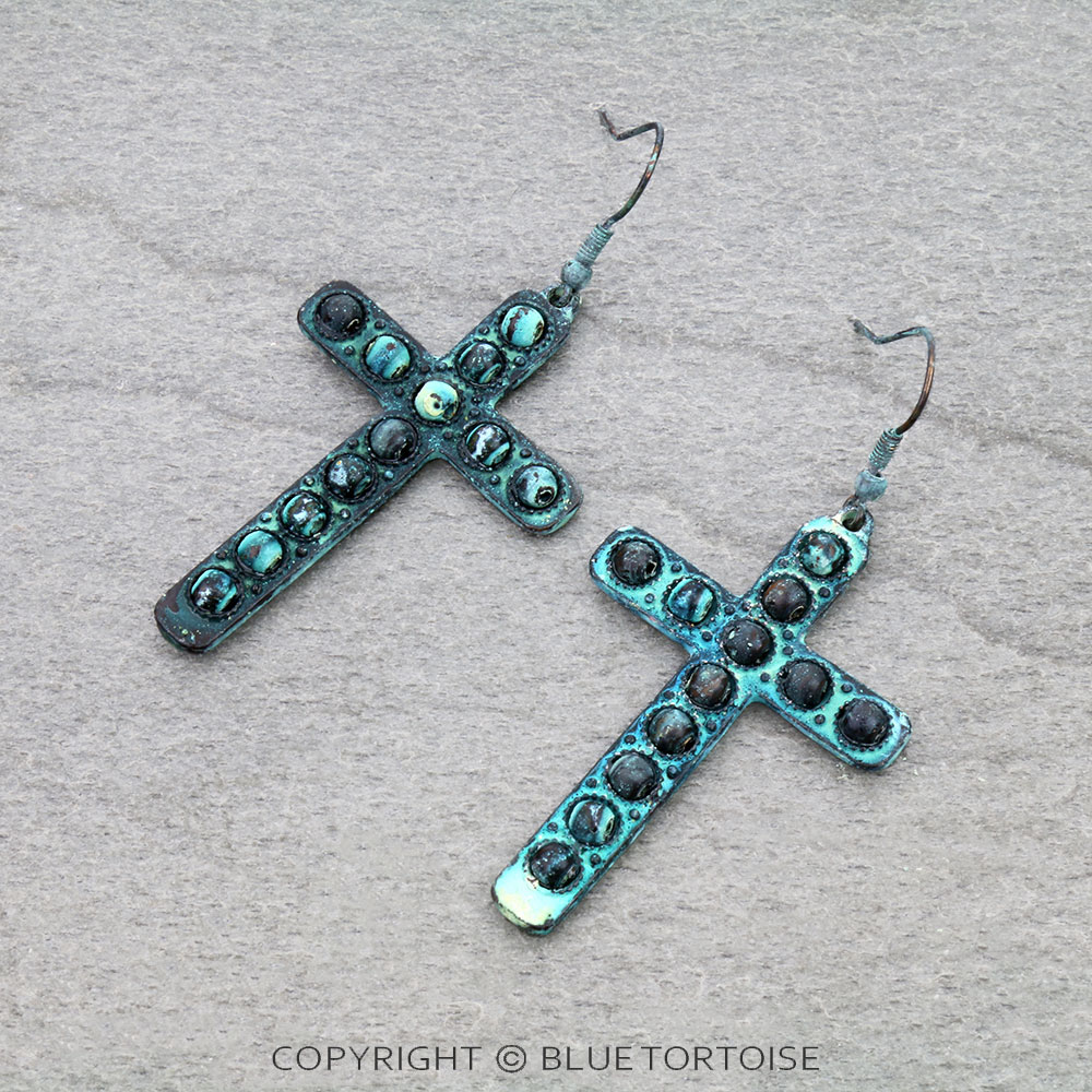 Western Cross with Pearl Dangle Earrings