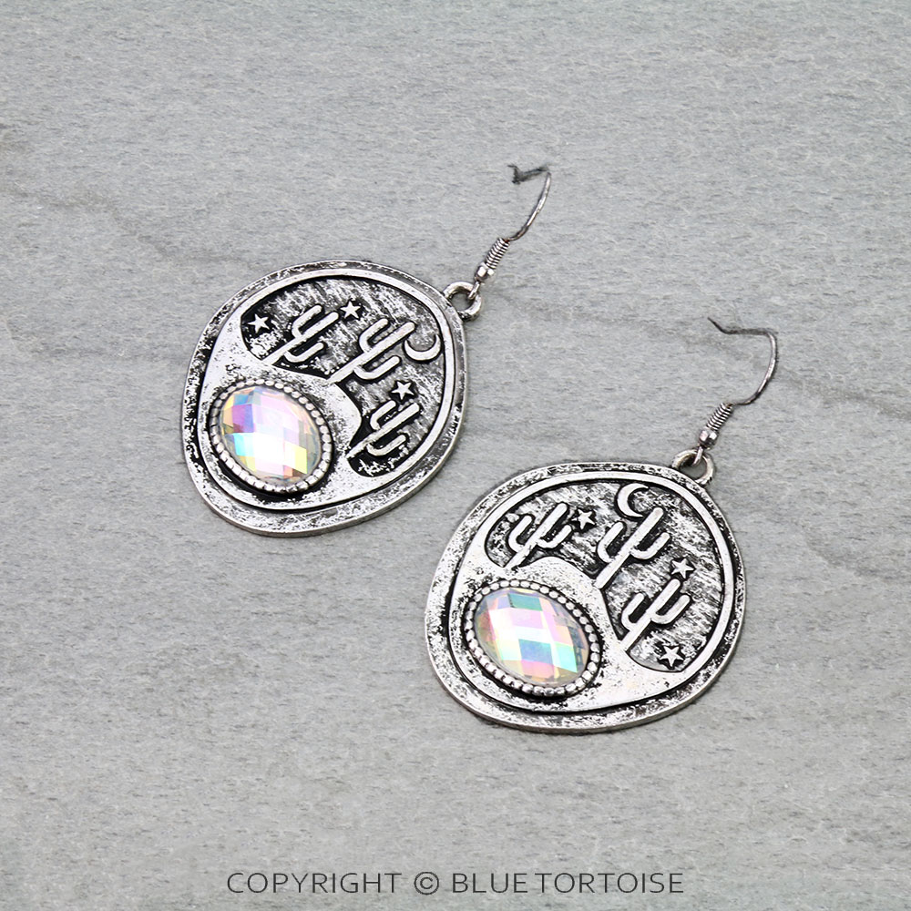 Western Cactus Scenery Dangle Earrings