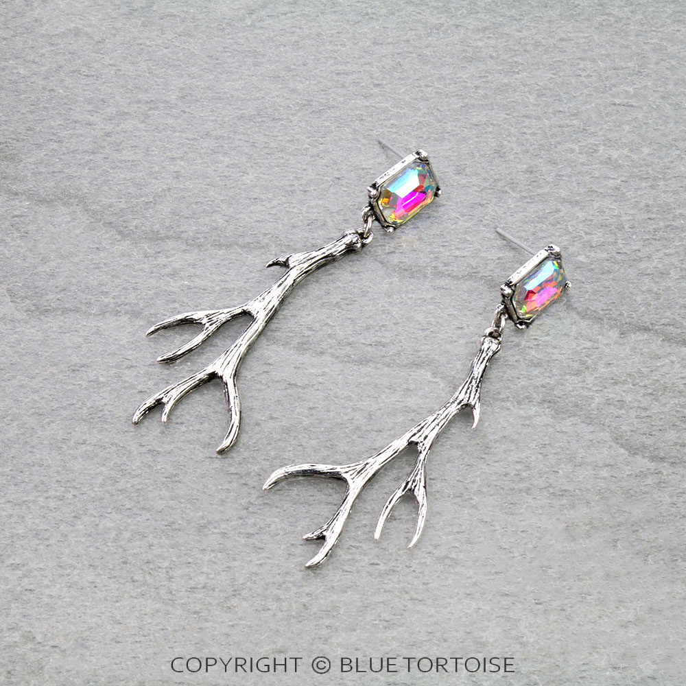 Western Antler Rhinestone Stud Earrings