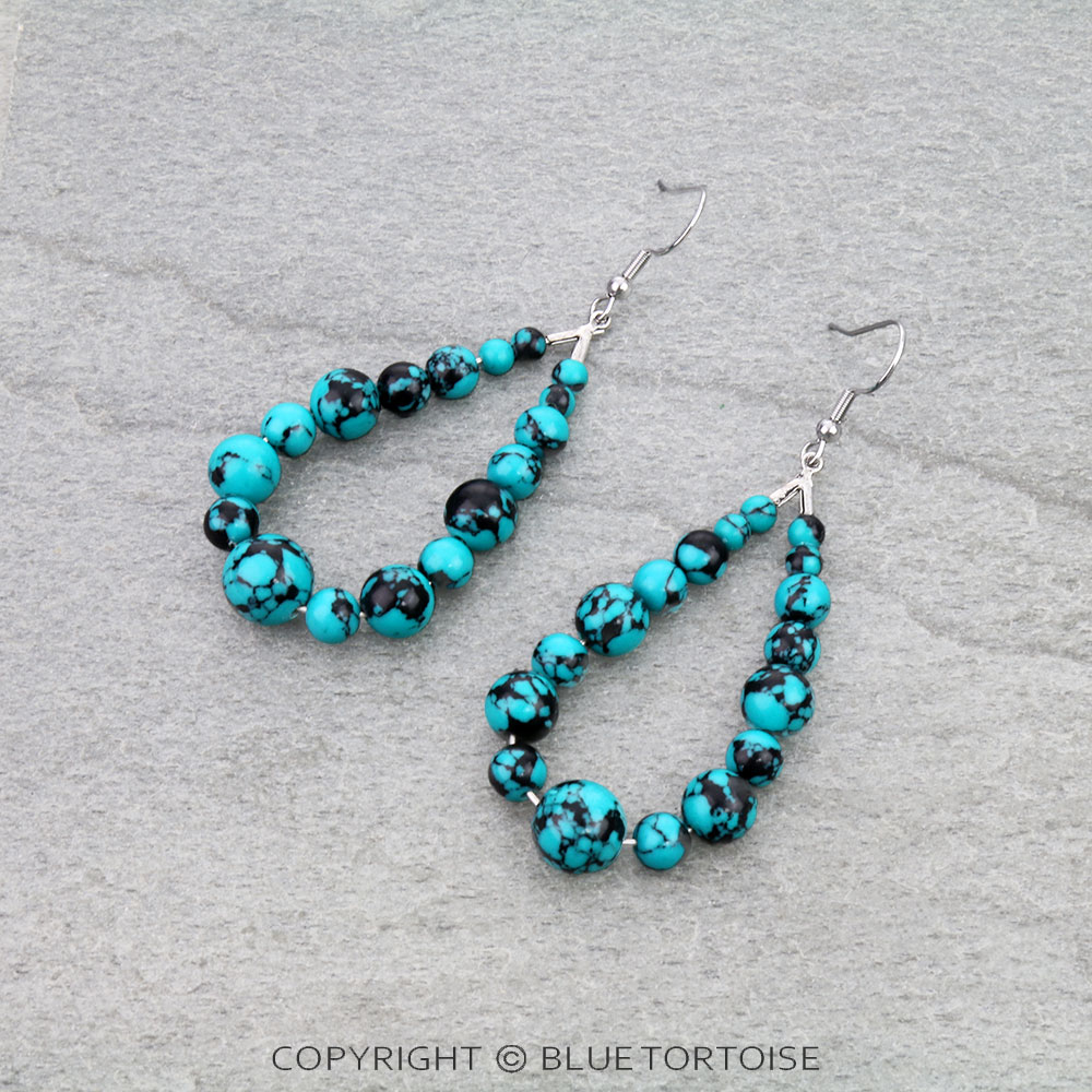 Western Bead Teardrop Dangle Earrings