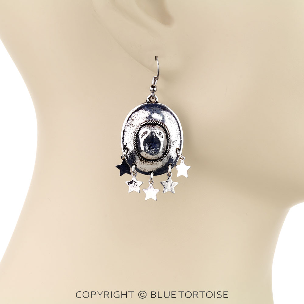 Western Cowboy Hat Dangle Earrings - Image 2