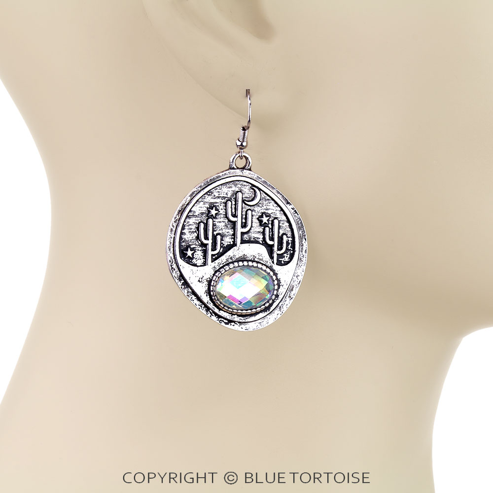 Western Cactus Scenery Dangle Earrings - Image 2