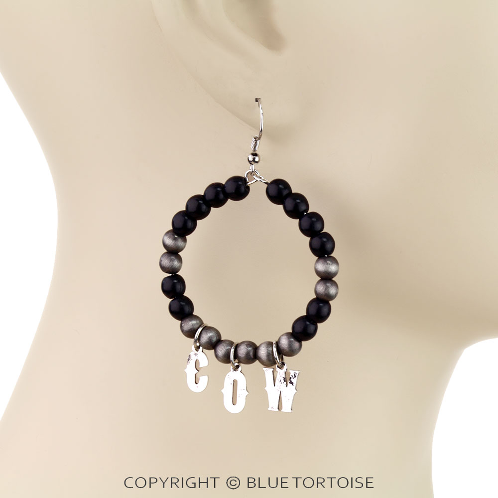Western "COWBOY" Navajo Style Pearl Dangle Earrings - Image 2