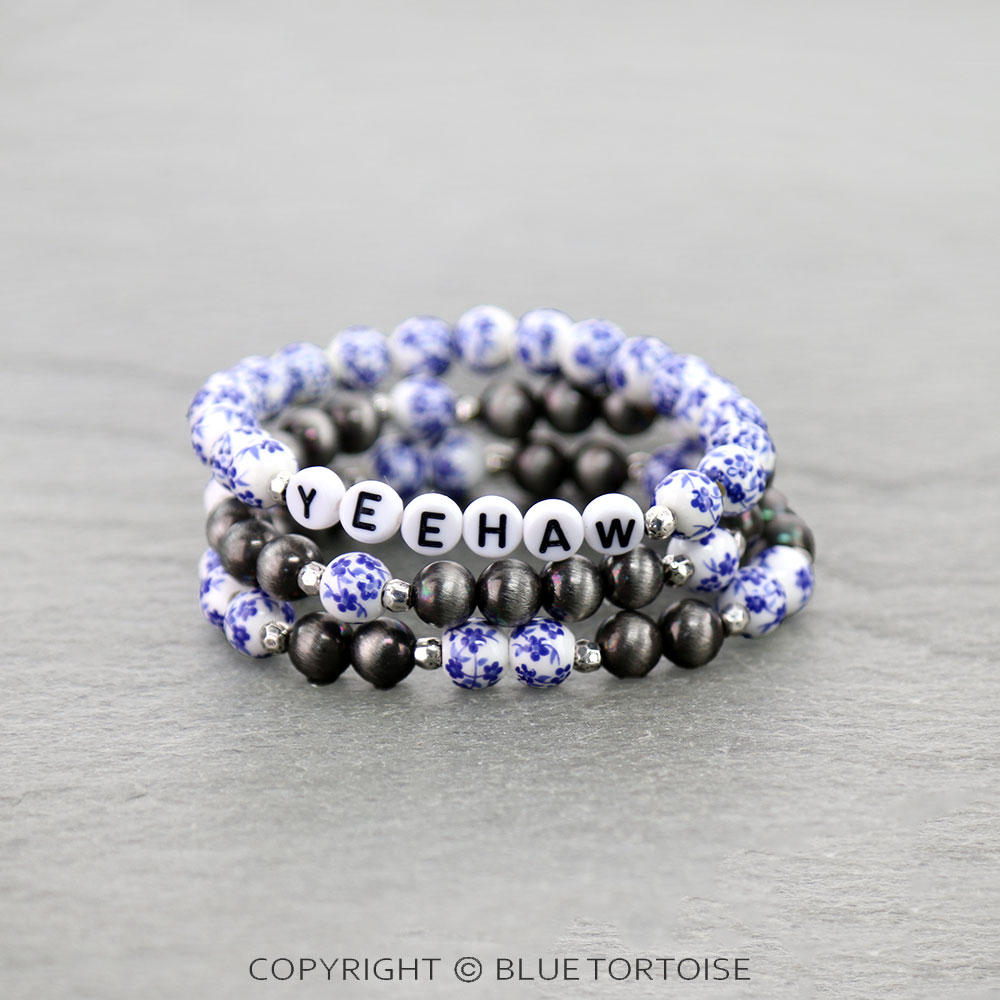 Western Porcelain "YEEHAW" Stackable Bracelets