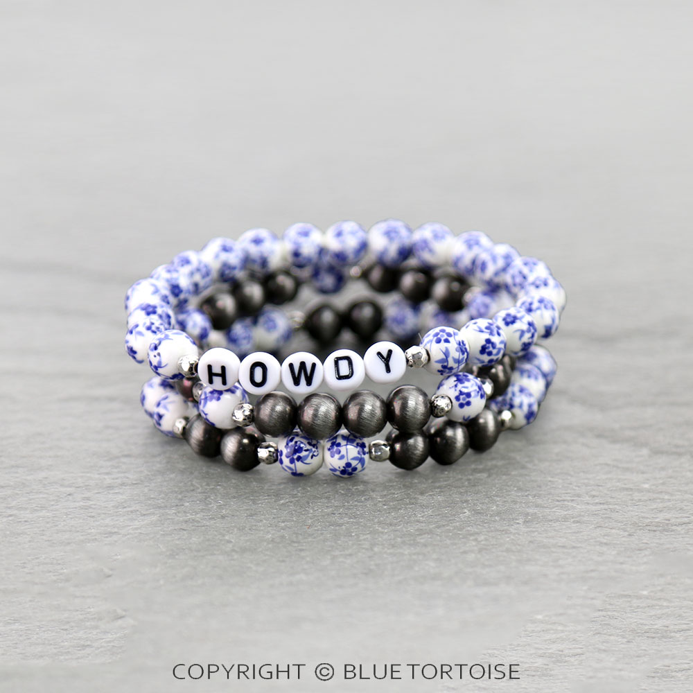 Western Porcelain "HOWDY" Stackable Bracelets