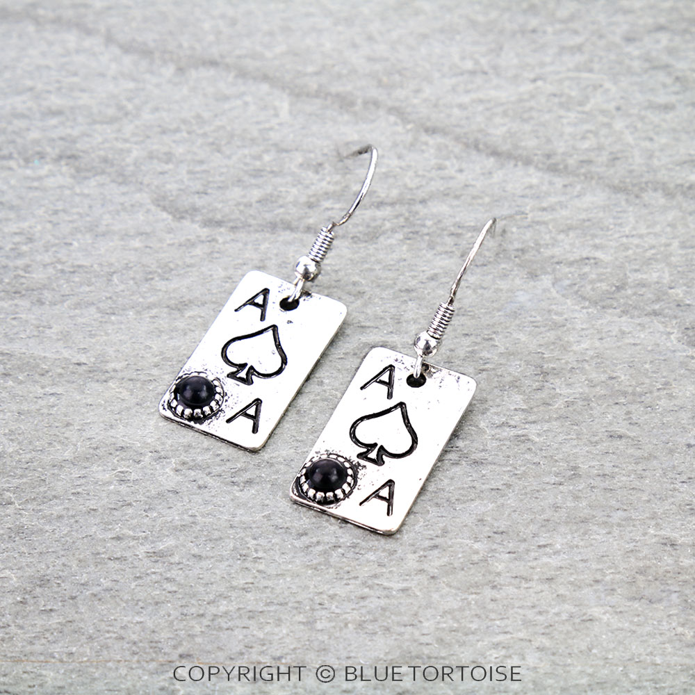 Western Ace of Spades Dangle Earrings