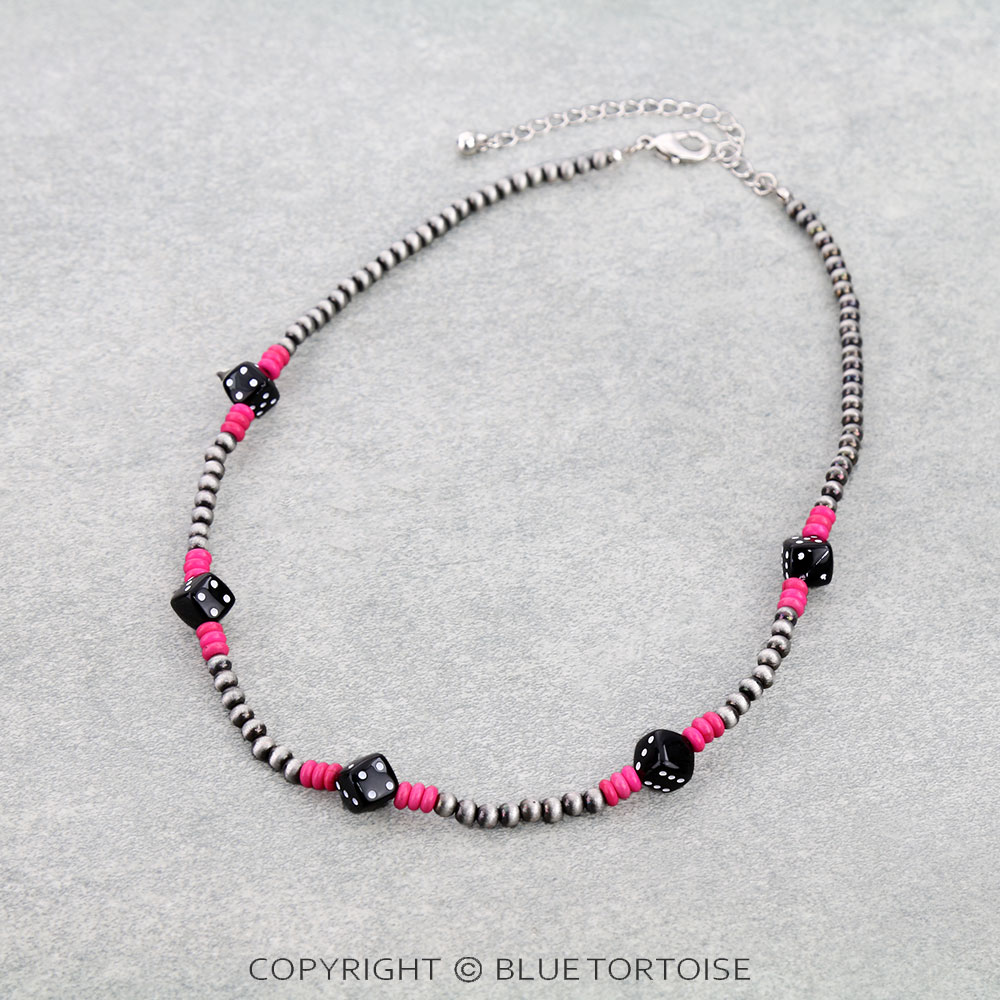 Western Dice Bead Choker Necklace
