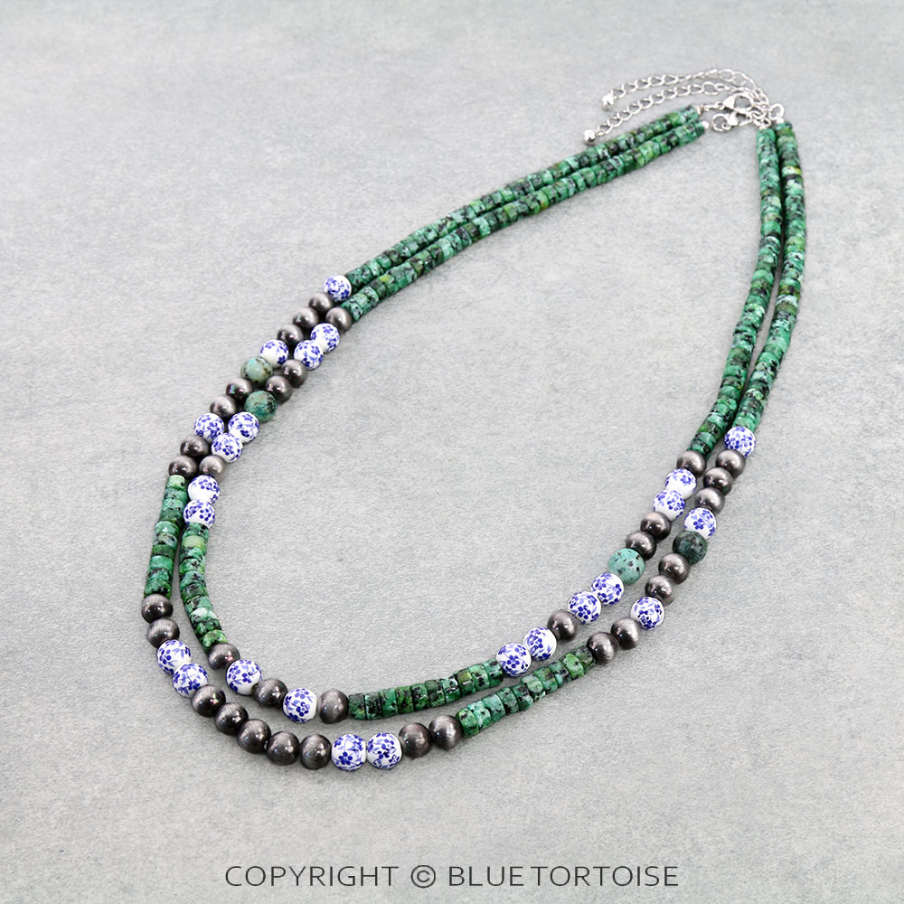 2 Layer Porcelain & Heishi Bead Necklace