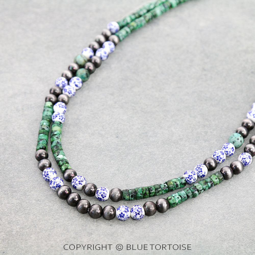 2 Layer Porcelain & Heishi Bead Necklace - Image 3