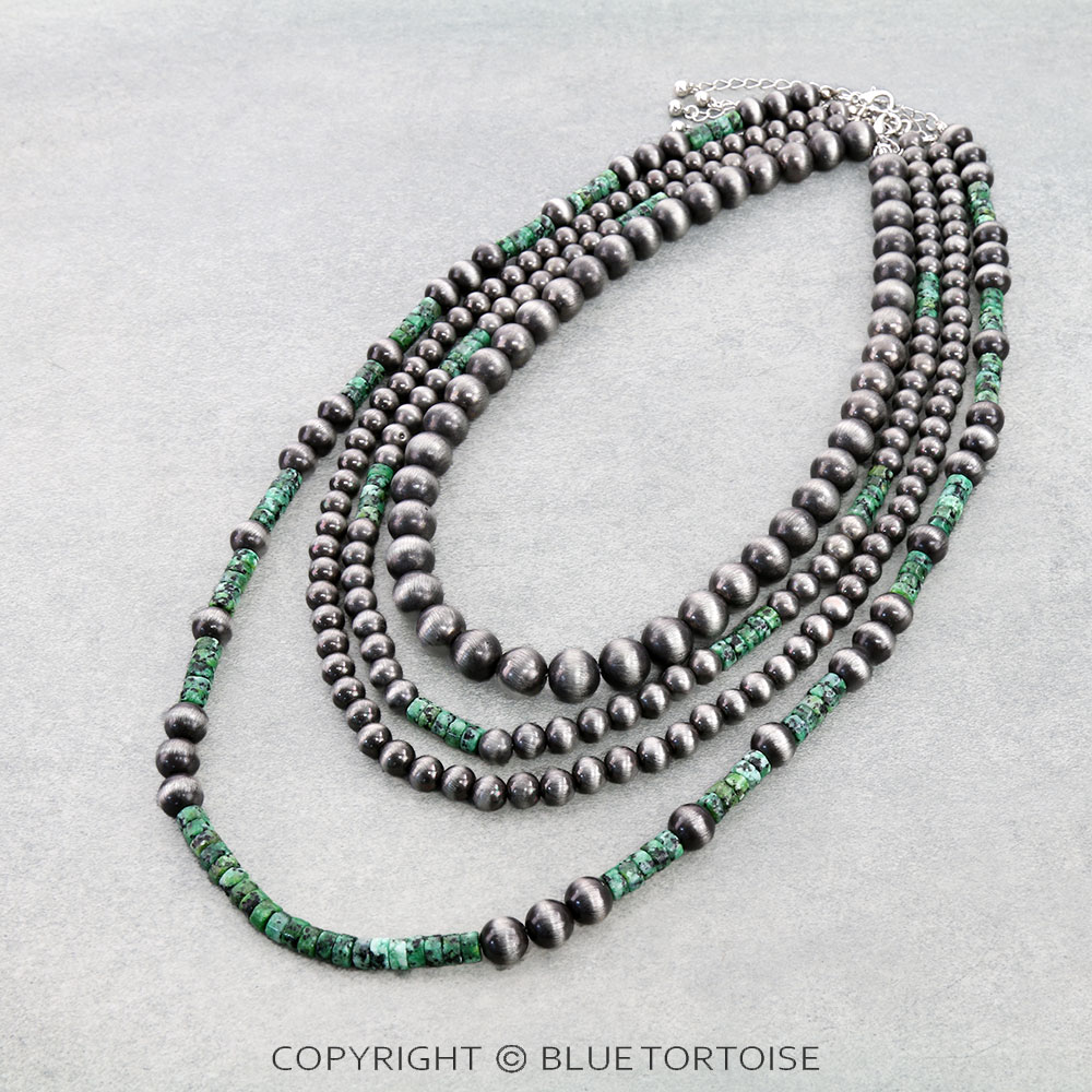 4 Layer Navajo Style Pearl & Heishi Bead Necklace