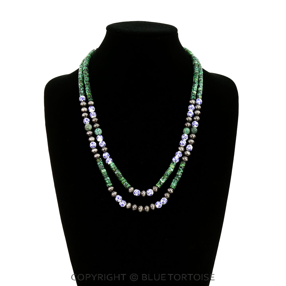 2 Layer Porcelain & Heishi Bead Necklace - Image 2