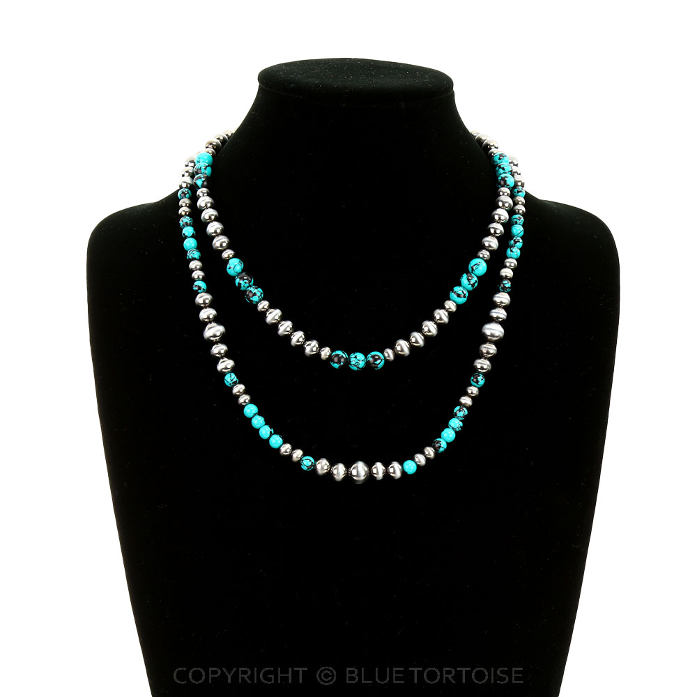 2 Layer Navajo Style Pearl Necklace - Image 2
