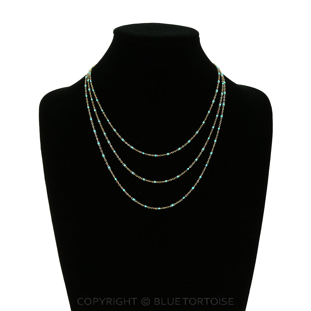 3 Layer TQ Bead Chain Necklace - Image 2