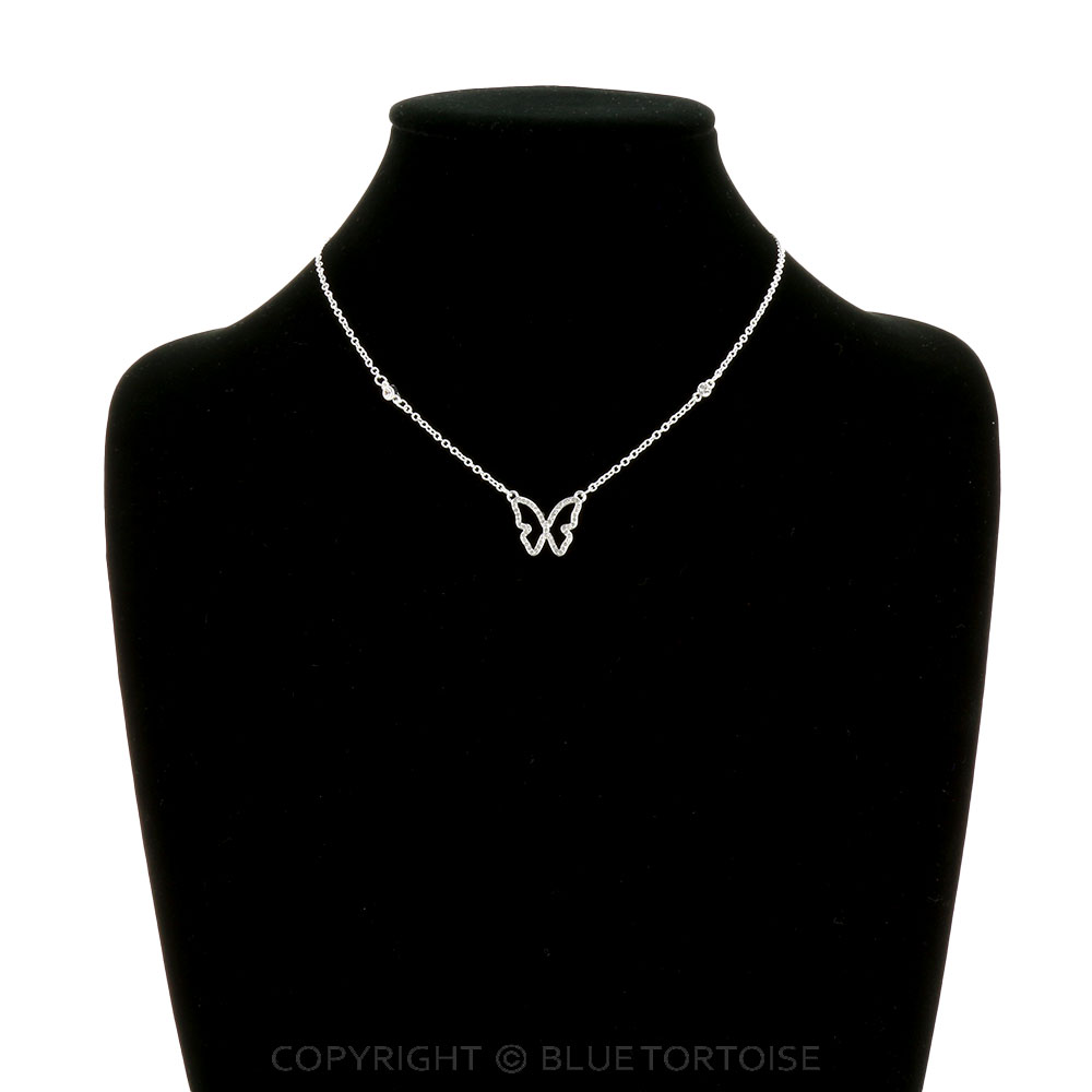 Western Butterfly Cut Out Paved Necklace - Image 2