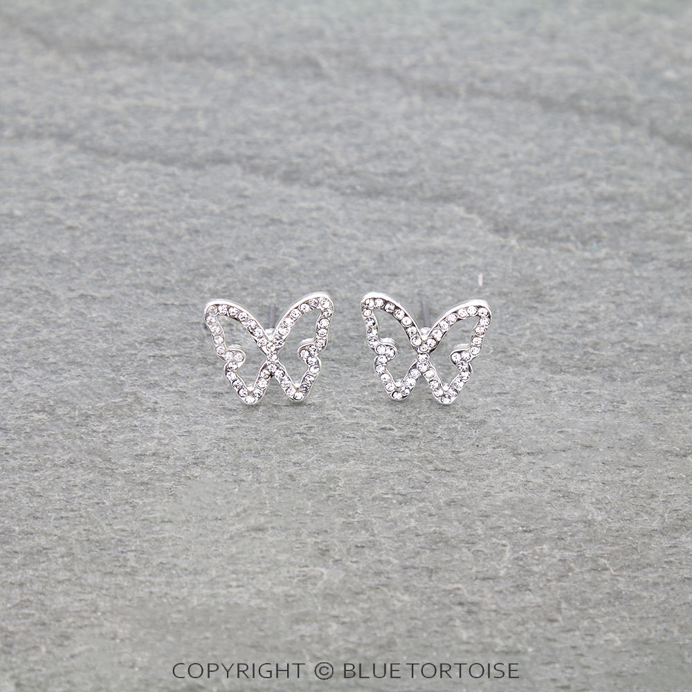 Western Butterfly Cut Out Paved Earrings