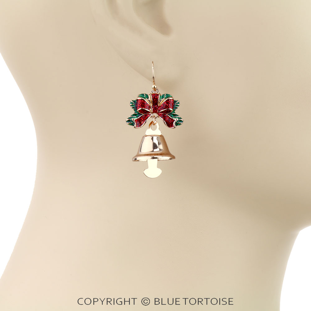 1.75" Christmas Bell Dangle Earrings - Image 2