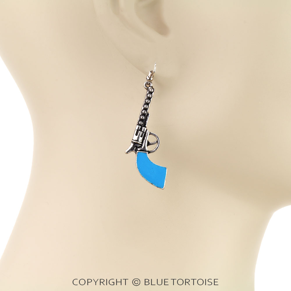 Western Gun Enamel Dangle Earrings - Image 2