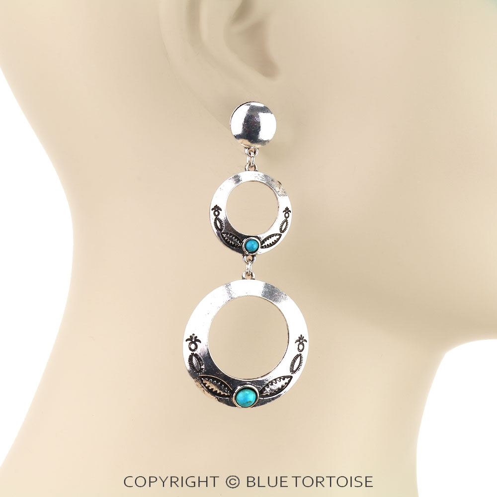 Western Circle Drop Stud Earrings - Image 2