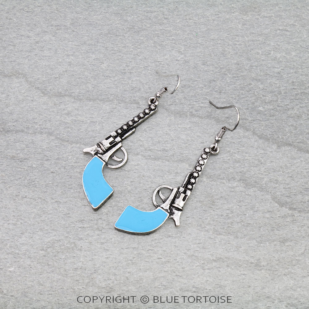 Western Gun Enamel Dangle Earrings