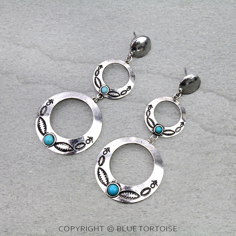 Western Circle Drop Stud Earrings