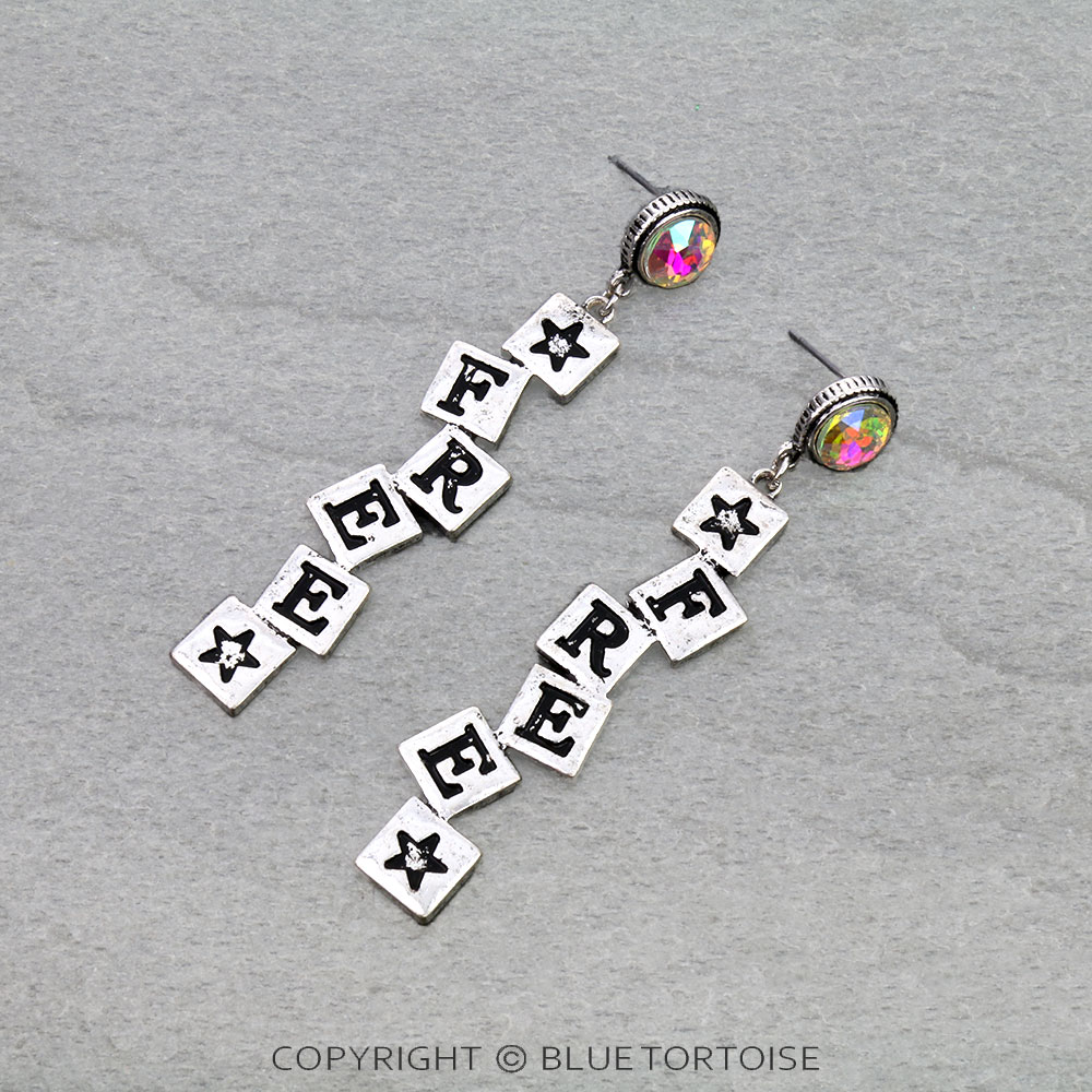 Western "FREE" Stone Stud Earrings