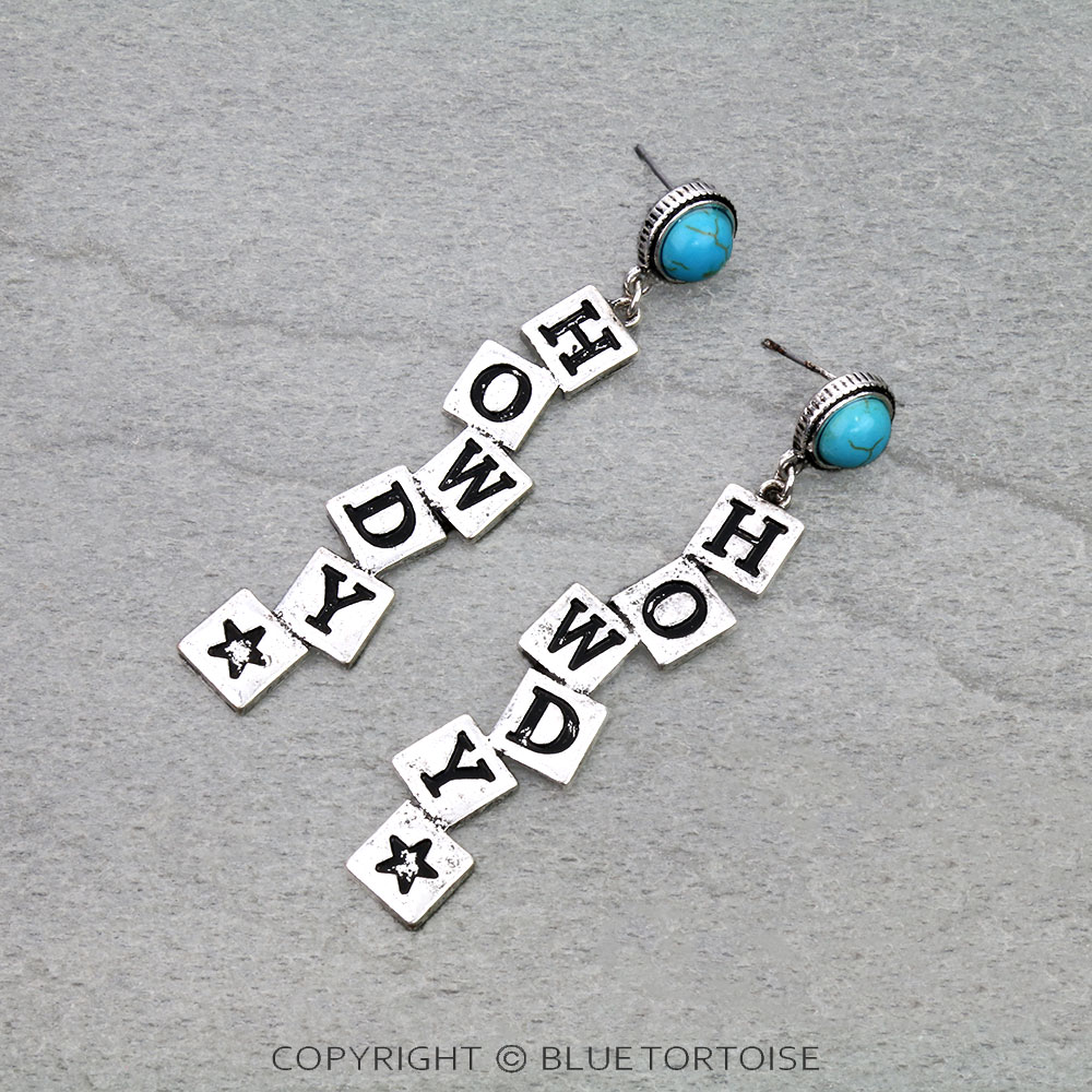 Western "HOWDY" Stone Stud Earrings