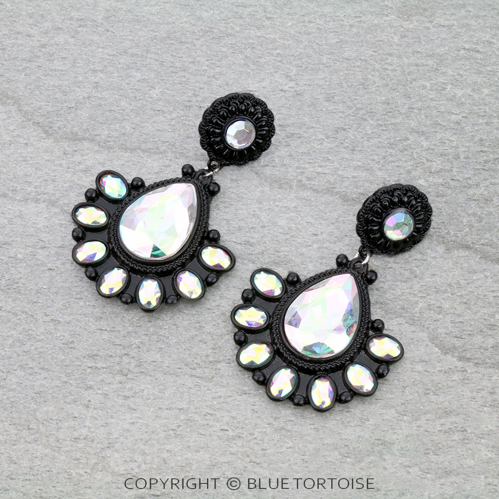 Western Concho Casting Stone Stud Earrings