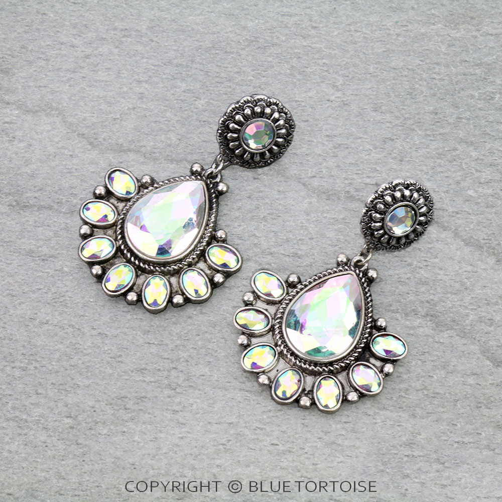 Western Concho Casting Stone Stud Earrings