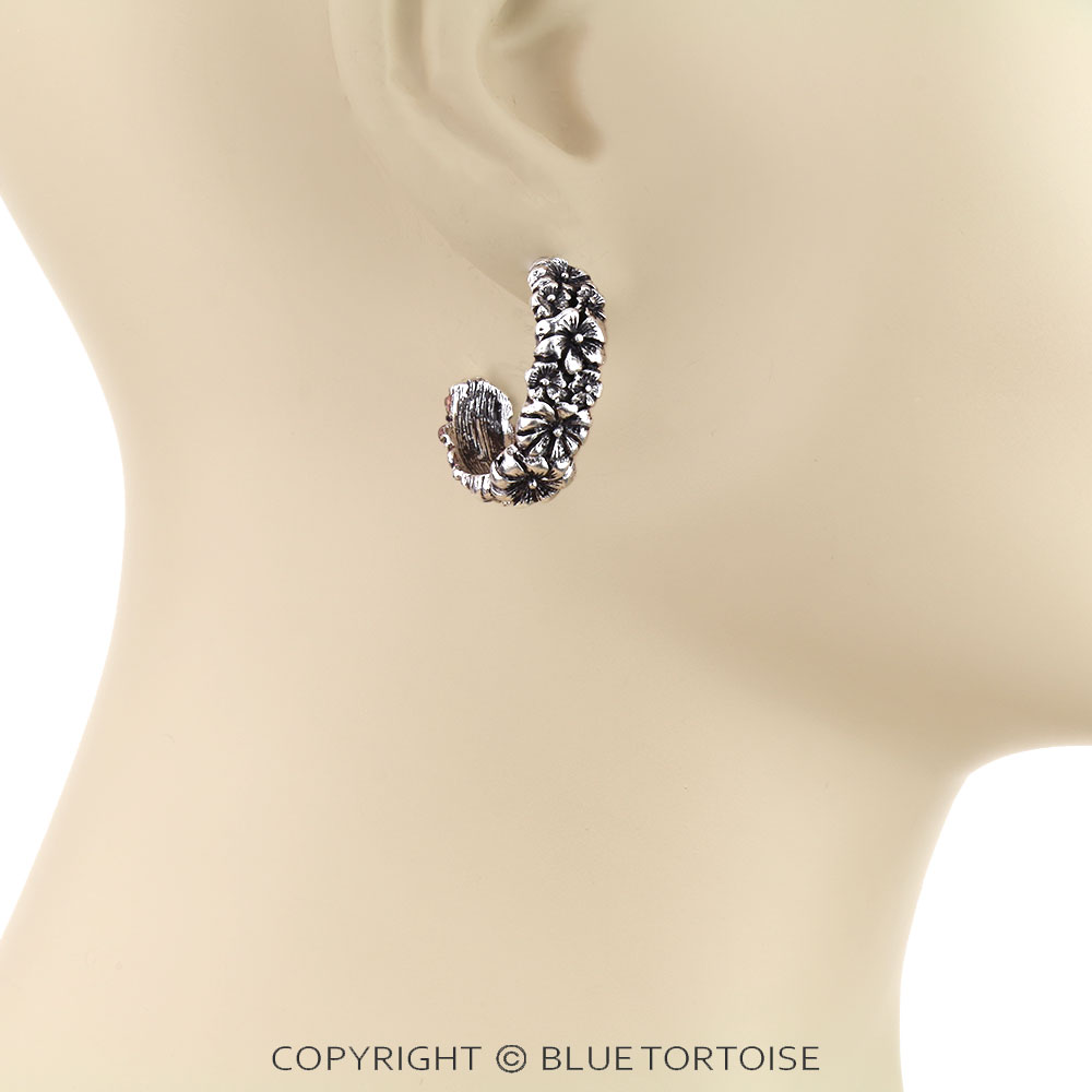 Western Flower TXR Hoop Earrings - Image 2