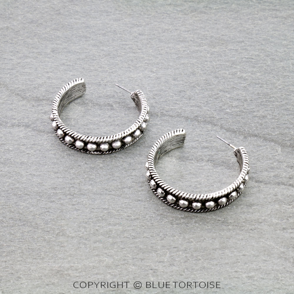 Western Ball TXR Hoop Earrings