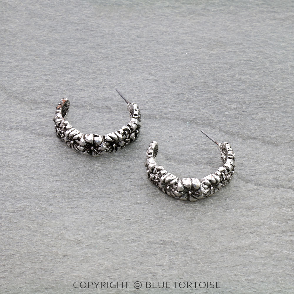 Western Flower TXR Hoop Earrings