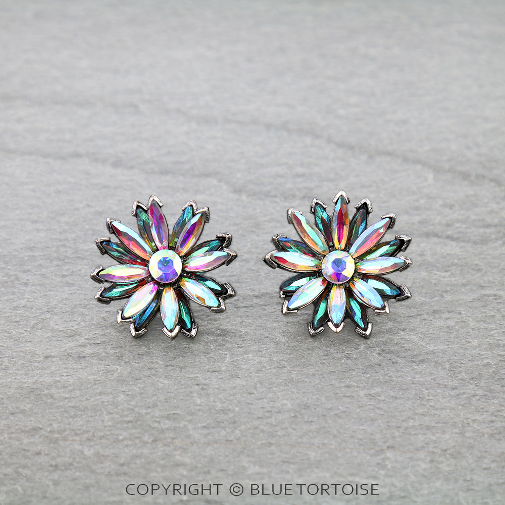 Western Flower Stone Stud Earrings