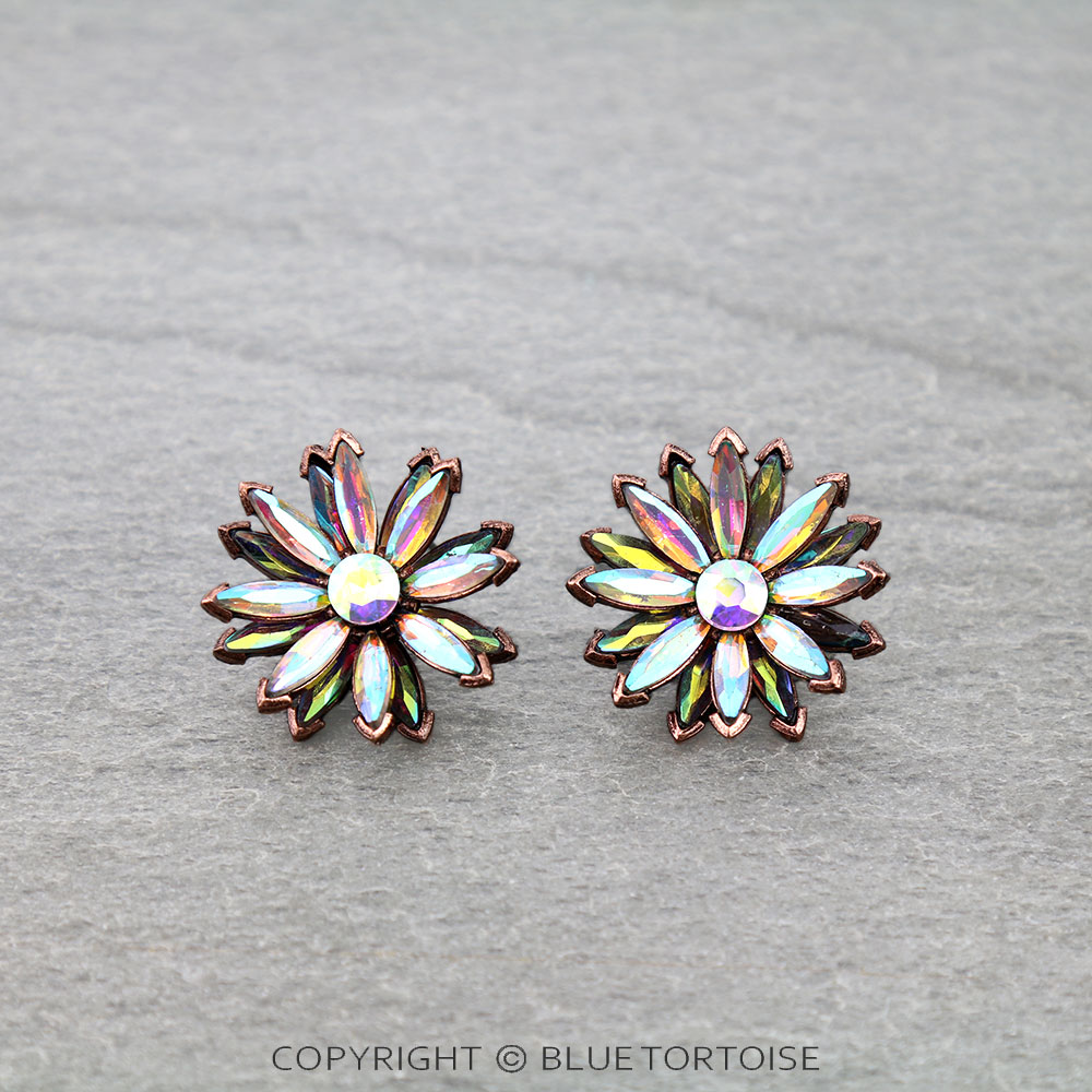 Western Flower Stone Stud Earrings