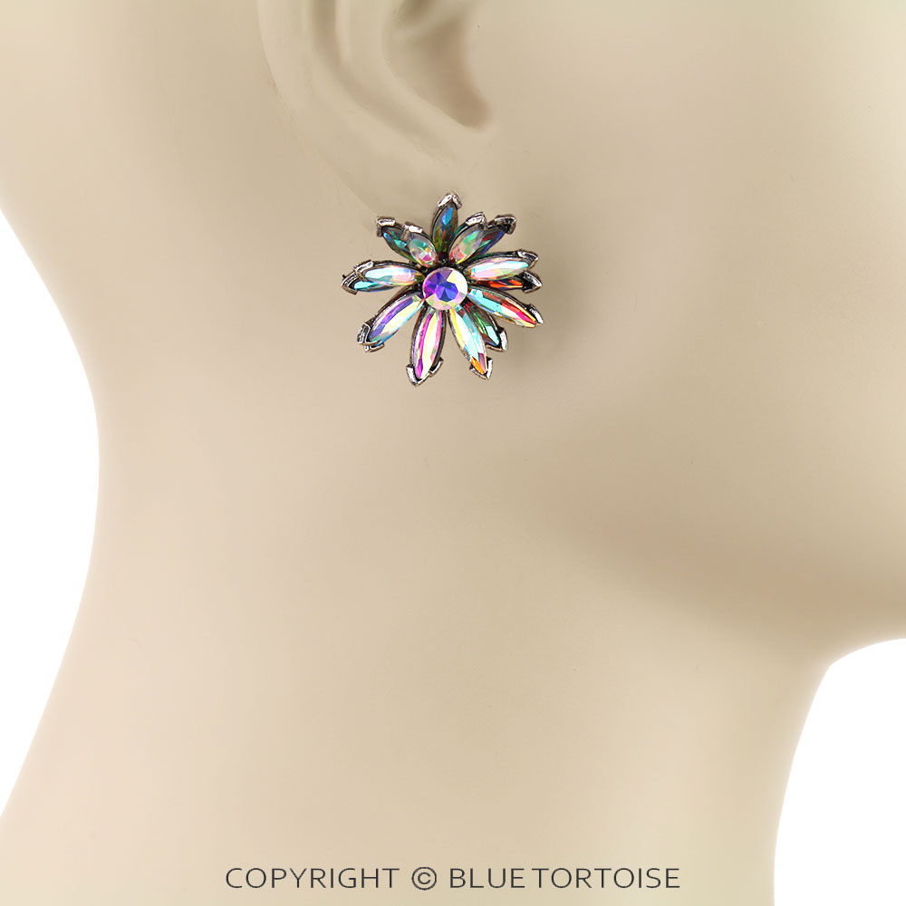 Western Flower Stone Stud Earrings - Image 2