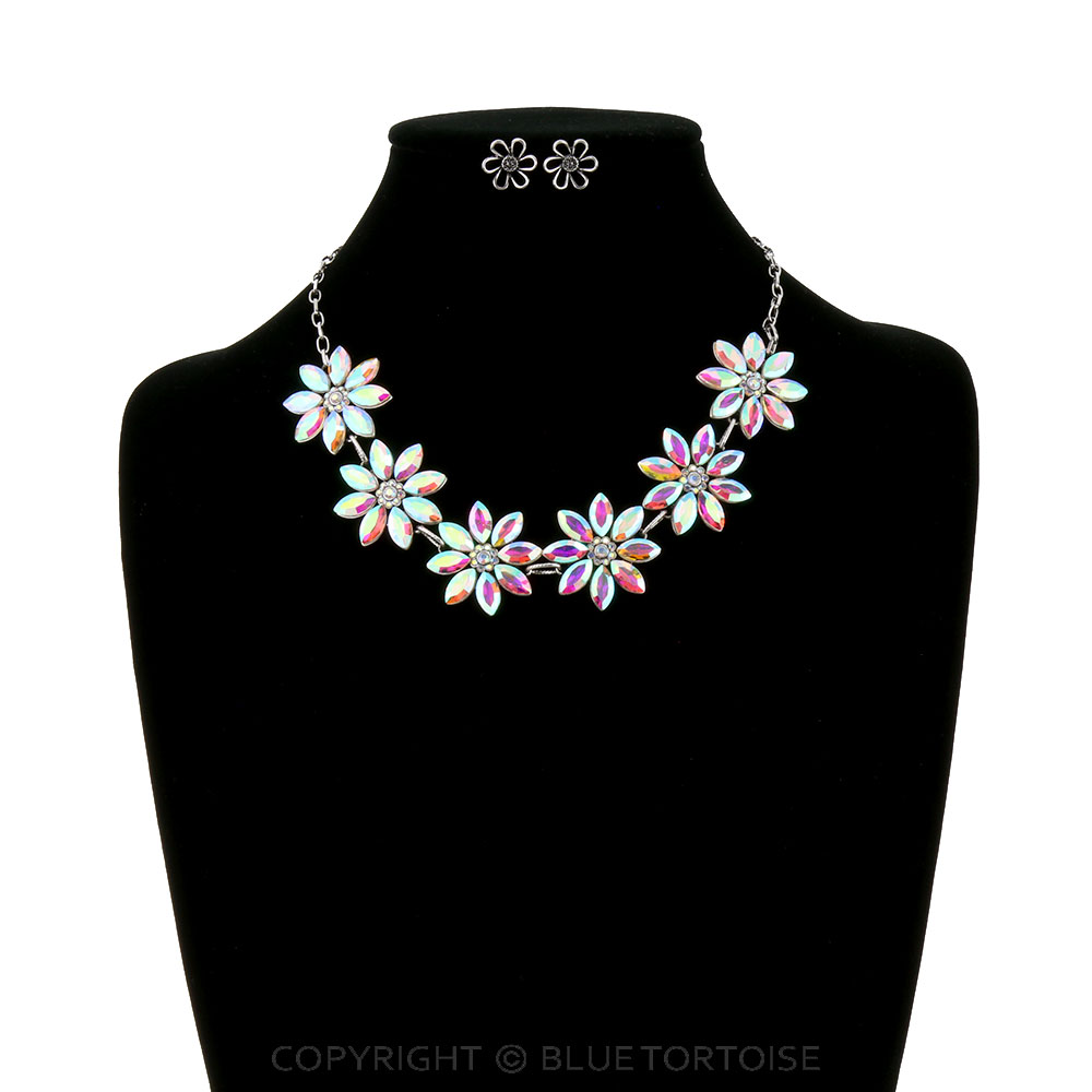 Western Flower Stone Statement Necklace Set - Image 2