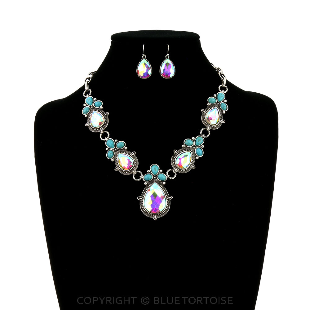 Western Teardrop Stone Necklace Set - Image 2