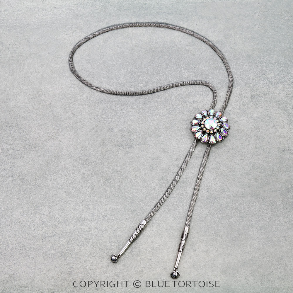 Western Concho Rhinestone Bolo Necklace