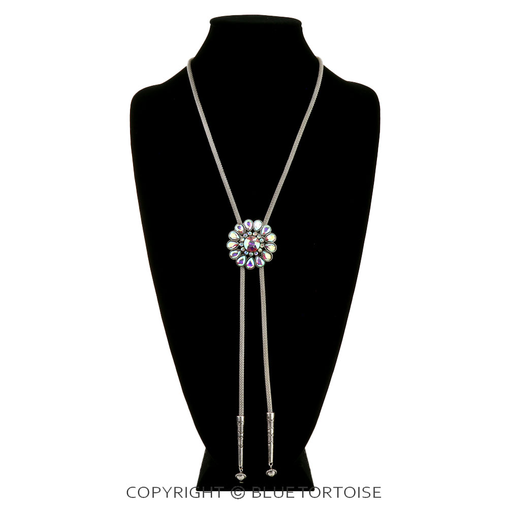 Western Concho Rhinestone Bolo Necklace - Image 2