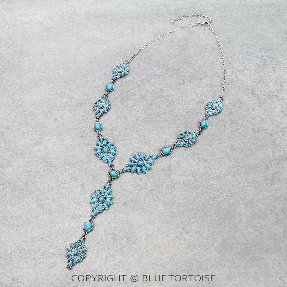 Western Concho Stone Y Necklace