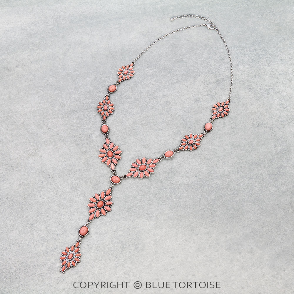 Western Concho Stone Y Necklace