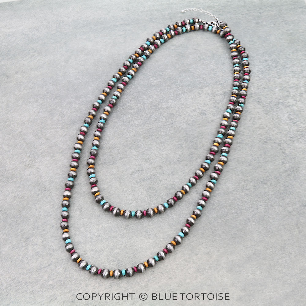60" Navajo Style Pearl Necklace