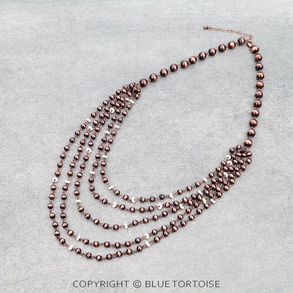 5 Layered Navajo Style Pearl Necklace