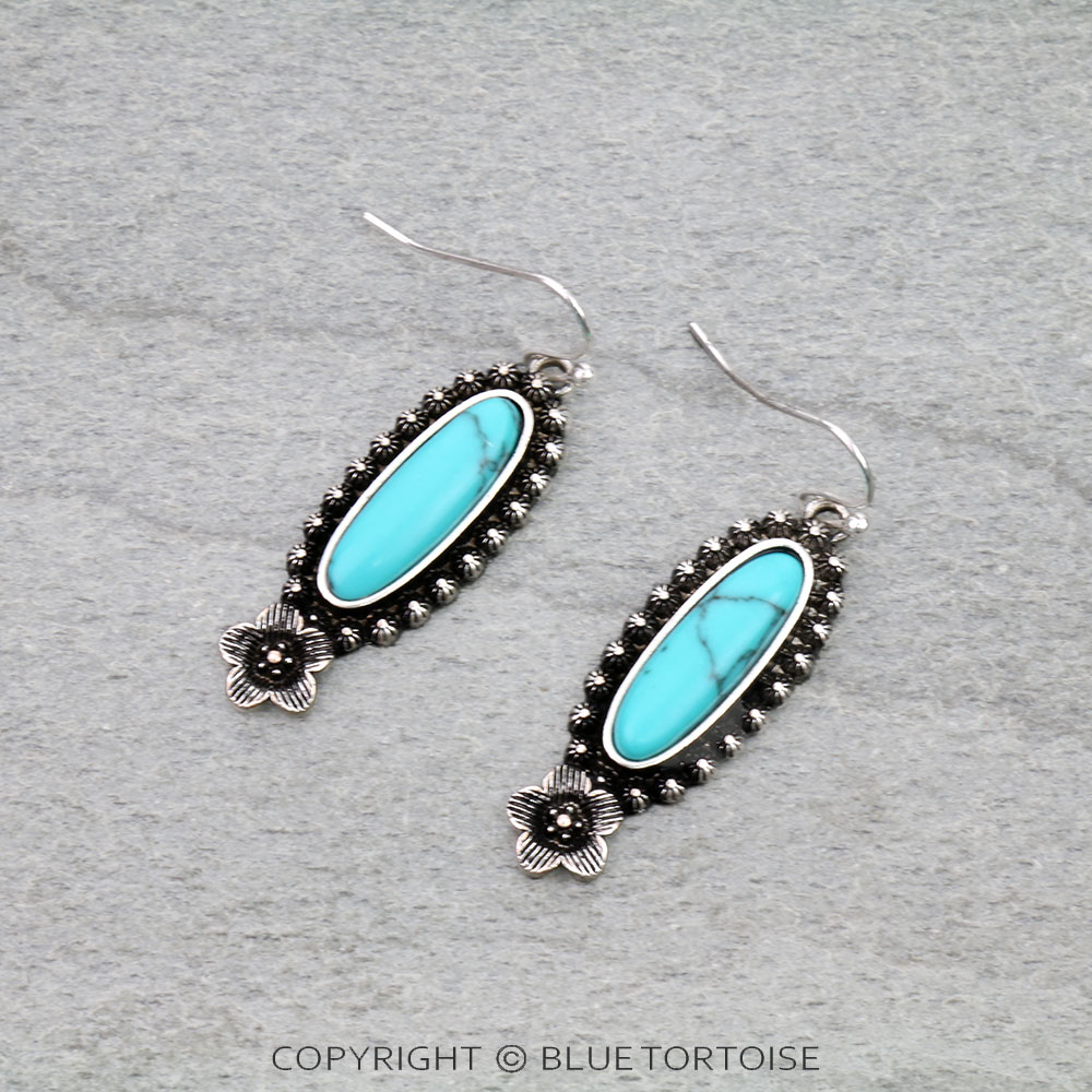 Western Hand Stone w/ Ball TXR Dangle Earrings