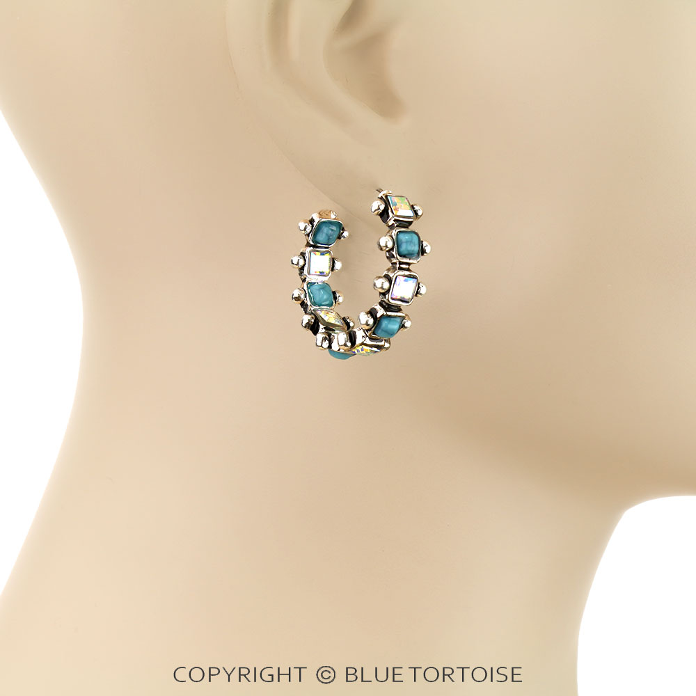 Western Rhinestone Hoop Earrings - Image 2