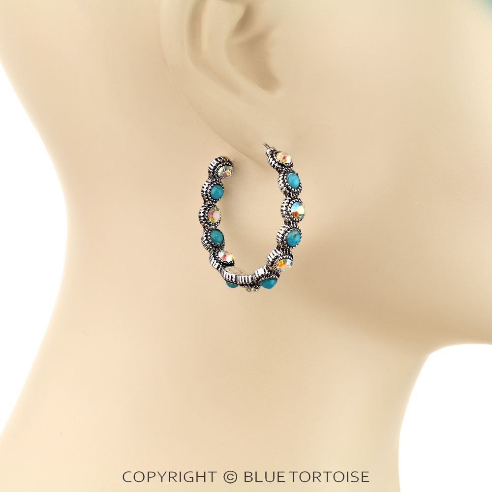 Western Rhinestone Hoop Earrings - Image 2